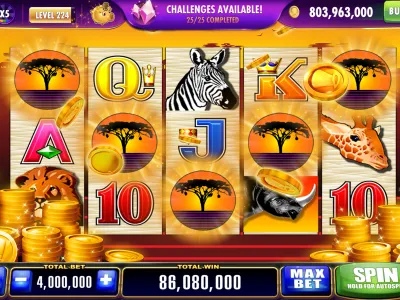 Menu de jogos de cassino online